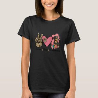 Peace Liebe Dackel Leopard Heart Floral Pet Owne T-Shirt