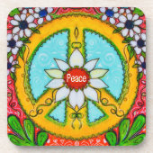 Peace Liebe Daisy Hippie bunt böhmischen Original Getränkeuntersetzer (Vorderseite)