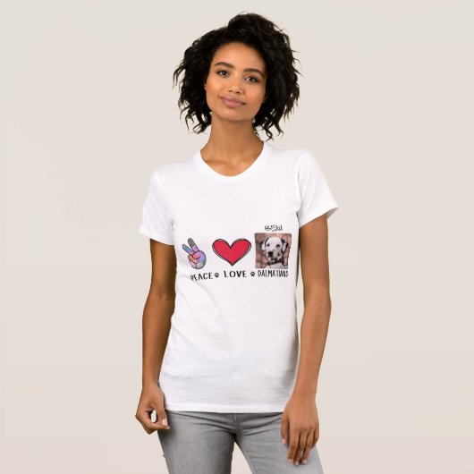 Peace Liebe Dalmatiners Hundebesitzer T-Shirt (Vorne ganz)