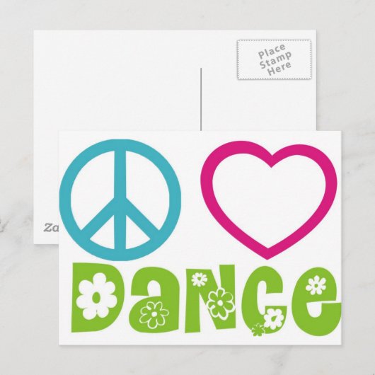Peace Liebe Dance Postkarte (Vorne/Hinten)