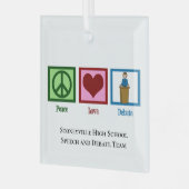 Peace Liebe Debatten Team Custom Christmas Ornament Aus Glas (Vorderseite links)