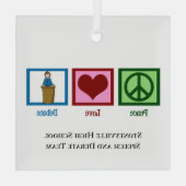 Peace Liebe Debatten Team Custom Christmas Ornament Aus Glas (Rückseite)