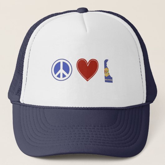 Peace Liebe Delaware Truckerkappe (Vorderseite)