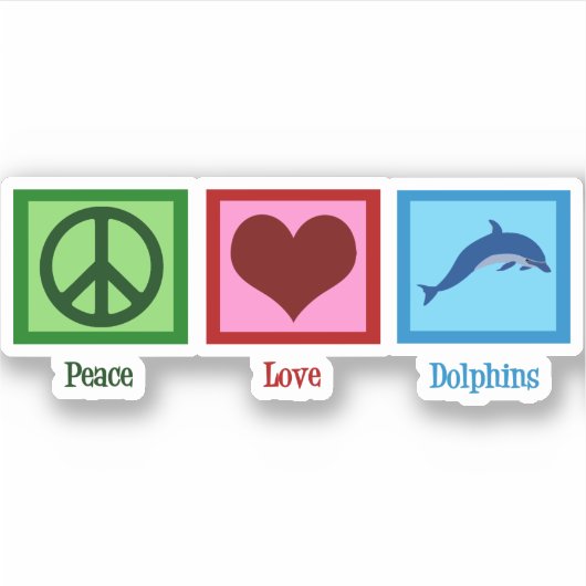 Peace Liebe Delphins Aufkleber (Vorderseite)
