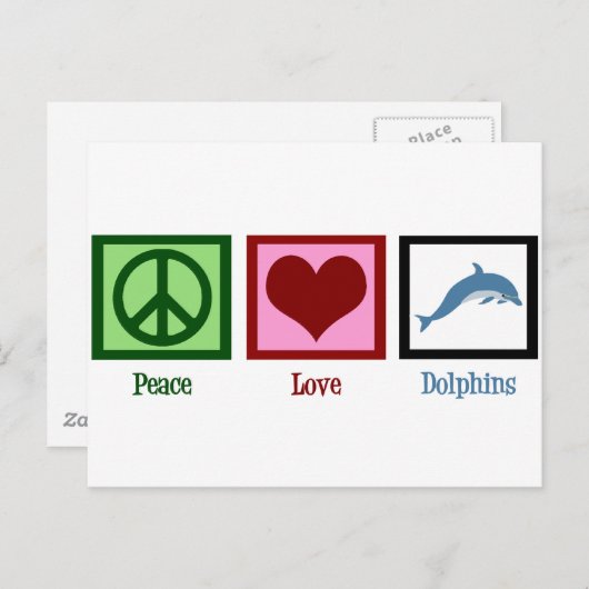 Peace Liebe Delphins Postkarte (Vorne/Hinten)