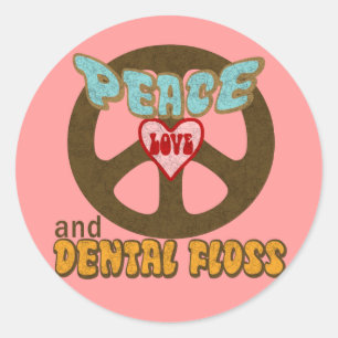 Peace Liebe Dental Floss Runder Aufkleber