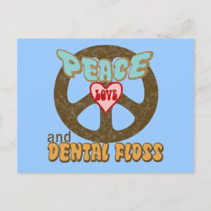 Peace Liebe Dental Floss Vintag Postkarte