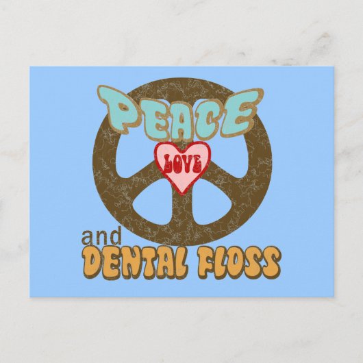 Peace Liebe Dental Floss Vintag Postkarte (Vorderseite)