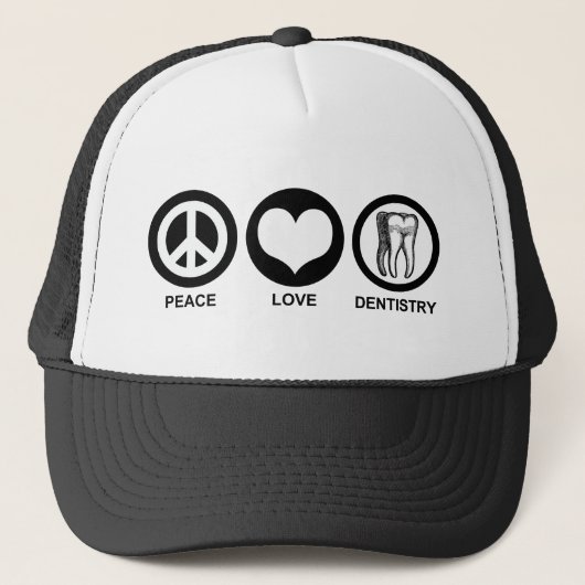 Peace Liebe Dentistry Hat Truckerkappe (Vorderseite)