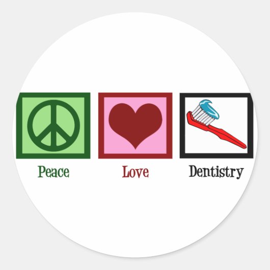 Peace Liebe Dentistry Runder Aufkleber (Vorderseite)