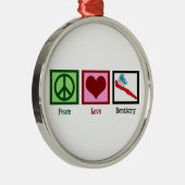 Peace Liebe Dentistry Silbernes Ornament (Rechts)