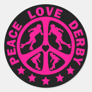 Peace Liebe Derby Runder Aufkleber