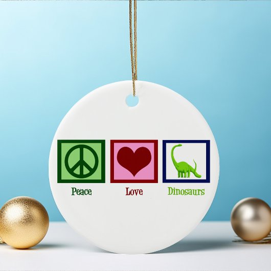 Peace Liebe Dinosaurier Keramik Ornament