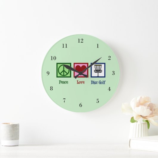 Peace Liebe Disk Golf Große Wanduhr (Zuhause)
