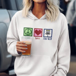 Peace Liebe Disk Golf Hoodie<br><div class="desc">Ein niedliches Disc-Golfer-Weihnachtsgeschenk mit einem Friedensschild,  einem Herz und fliegenden Golfkörben,  die von einem Golfer verwendet werden. Cooler Golfplatz.</div>
