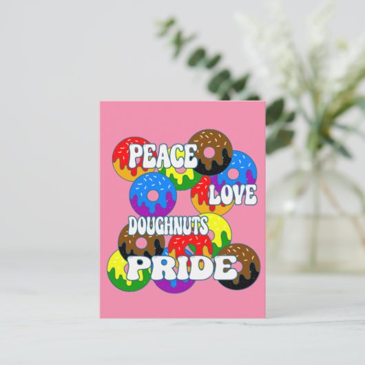 Peace Liebe Doughnut Pride Postkarte (Stehend Vorderseite)
