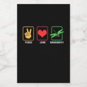 Peace Liebe Dragonfly Lebensmitteletikett (Einzelnes Label)