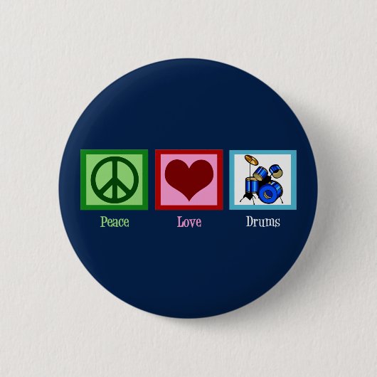 Peace Liebe Drums Cool Blue Drummer Button (Vorderseite)