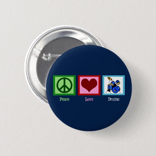 Peace Liebe Drums Cool Blue Drummer Button (Vorne & Hinten)