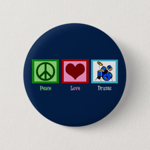 Peace Liebe Drums Cool Blue Drummer Button