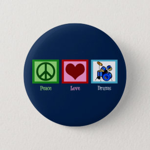 Peace Liebe Drums Cool Blue Drummer Button