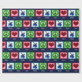 Peace Liebe Drums Cool Blue Drummer Geschenkpapier (Flach)