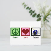 Peace Liebe Drums Postkarte (Stehend Vorderseite)