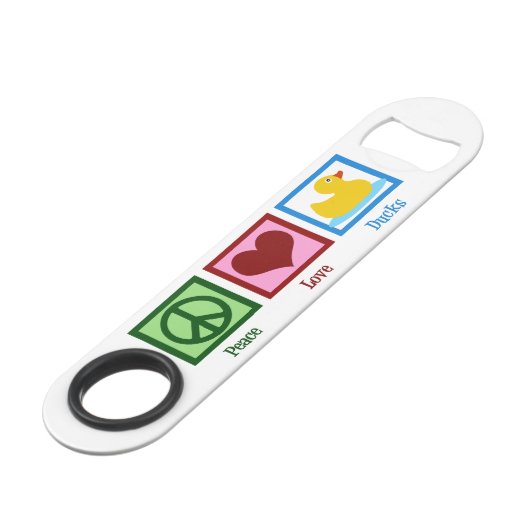 Peace Liebe Ducks Speedflaschenöffner (Vorderseite Schrägansicht)