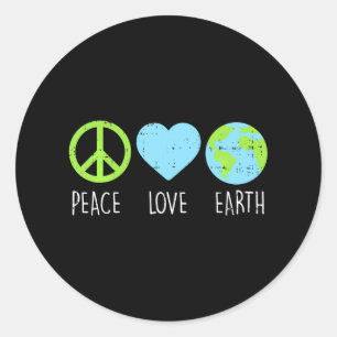Peace Liebe Earth Cool Hippie Hippy Runder Aufkleber