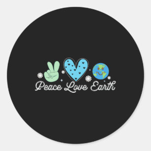 Peace Liebe Earth Day Groovy Hippie Retro Vintag N Runder Aufkleber