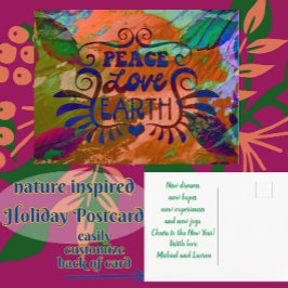 Peace Liebe Earth Holiday New Years Postkarte