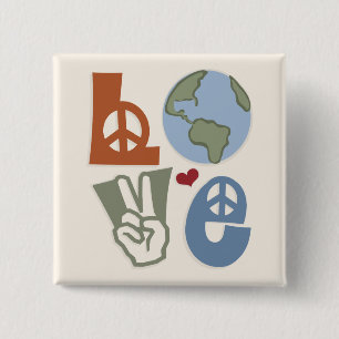 Peace Liebe Earth Magnet Button