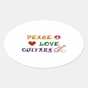 Peace Liebe Electric Gitarren Regenbogen Ovaler Aufkleber