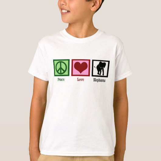 Peace Liebe Elephants Kinder T-Shirt (Vorderseite)