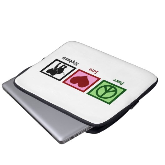 Peace Liebe Elephants Laptopschutzhülle (Vorne Knopf)