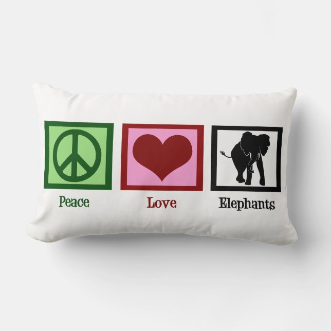 Peace Liebe Elephants Lendenkissen (Vorderseite)
