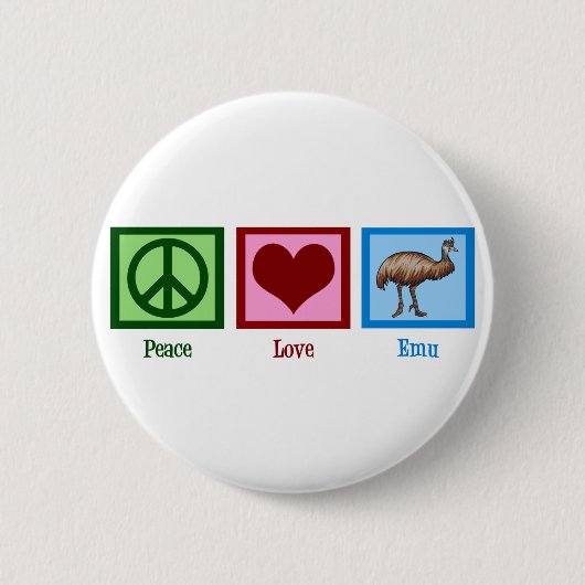 Peace Liebe Emu Button (Vorderseite)