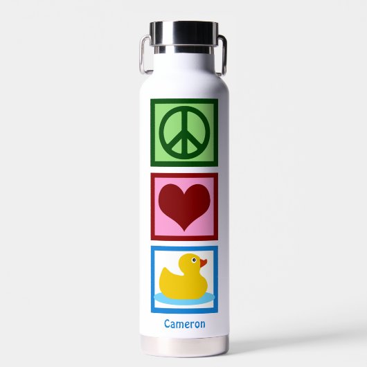 Peace Liebe Encks Niedlich Personalisiert Duck Trinkflasche (Vorne)