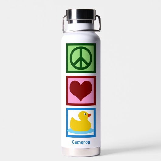 Peace Liebe Encks Niedlich Personalisiert Duck Trinkflasche (Rückseite)