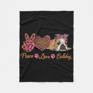 Peace Liebe English Bulldog Funny Puppy Dodge Mama Fleecedecke