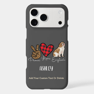 Peace Liebe English Bulldog Karierter Niedlicher H