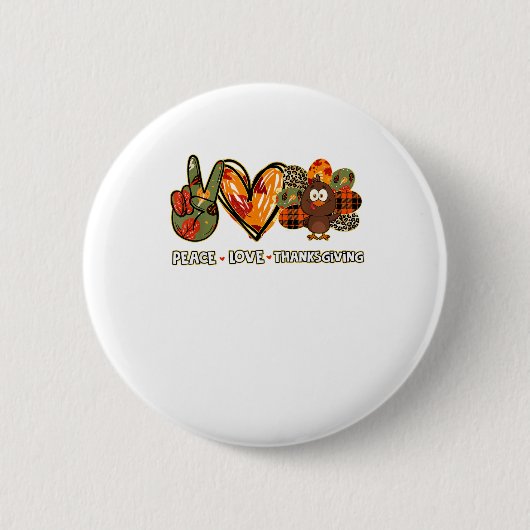 Peace Liebe Erntedank Gobble Türkei Erntedank Button (Vorderseite)