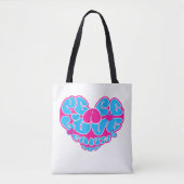 Peace Liebe Faith Joy Aqua Pink Heart Retro Tasche (Vorderseite)