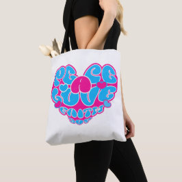 Peace Liebe Faith Joy Aqua Pink Heart Retro Tasche