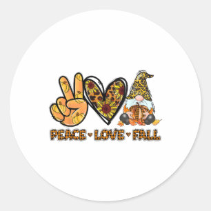 Peace Liebe Fall Fun Gnome Herbst Lover Pumpkins H Runder Aufkleber