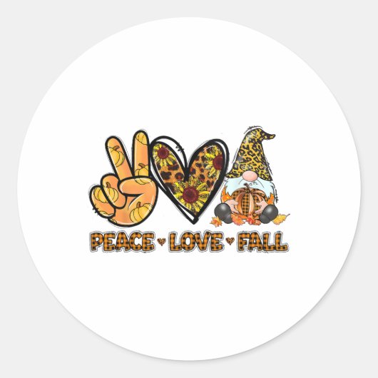 Peace Liebe Fall Fun Gnome Herbst Lover Pumpkins H Runder Aufkleber (Vorderseite)
