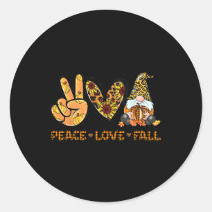 Peace Liebe Fall Fun Gnome Herbst Lover Pumpkins H Runder Aufkleber