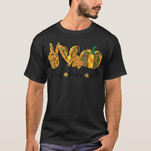 Peace Liebe Fall Leopard Karierter Pumpkin Herbst T-Shirt