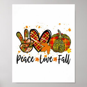 Peace Liebe Fall Pumpkin Autum Fall Erntedank Fu Poster