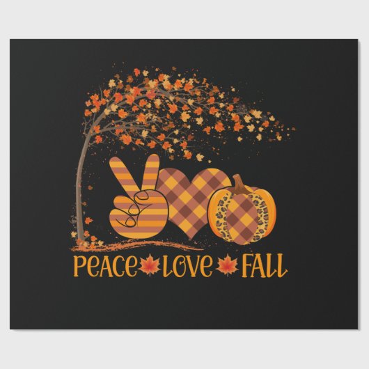 Peace Liebe Fall Pumpkin Autum Happy Fall Geschenkpapier (Flach)